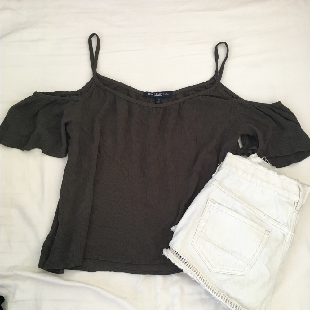 Olive green off the shoulder top